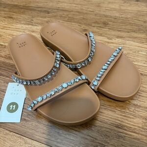 NWT A New Day Tan Sandals with Sparkling Embellishments - Size 11